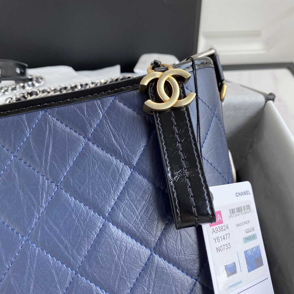 Chanel A93824 Gabrielle Large Hobo Bag Leather navy blue