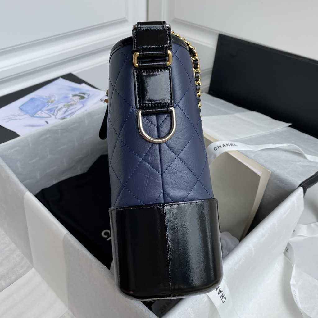Chanel A93824 Gabrielle Large Hobo Bag Leather navy blue