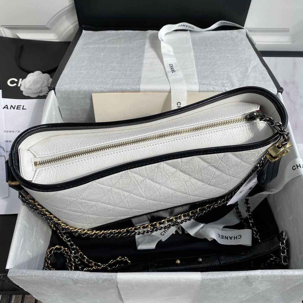 Chanel A93824 Gabrielle Large Hobo Bag Leather White
