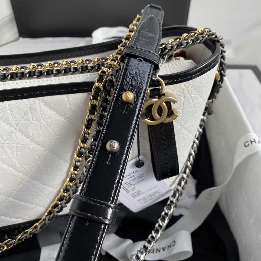Chanel A93824 Gabrielle Large Hobo Bag Leather White