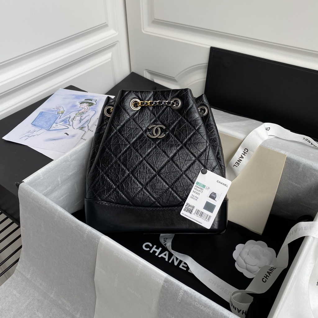 Chanel A94485 Small Gabrielle Backpack Aged Calfskin Black