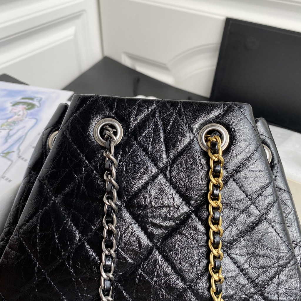 Chanel A94485 Small Gabrielle Backpack Aged Calfskin Black
