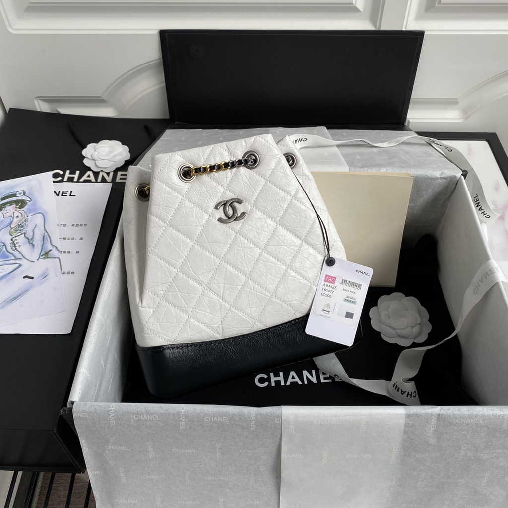 Chanel A94485 Small Gabrielle Backpack Aged Calfskin white
