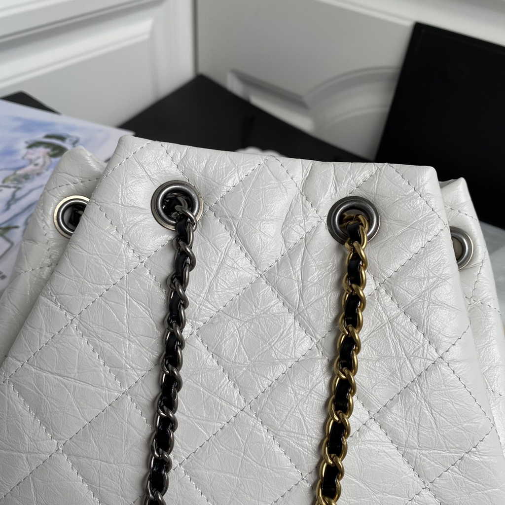 Chanel A94485 Small Gabrielle Backpack Aged Calfskin white