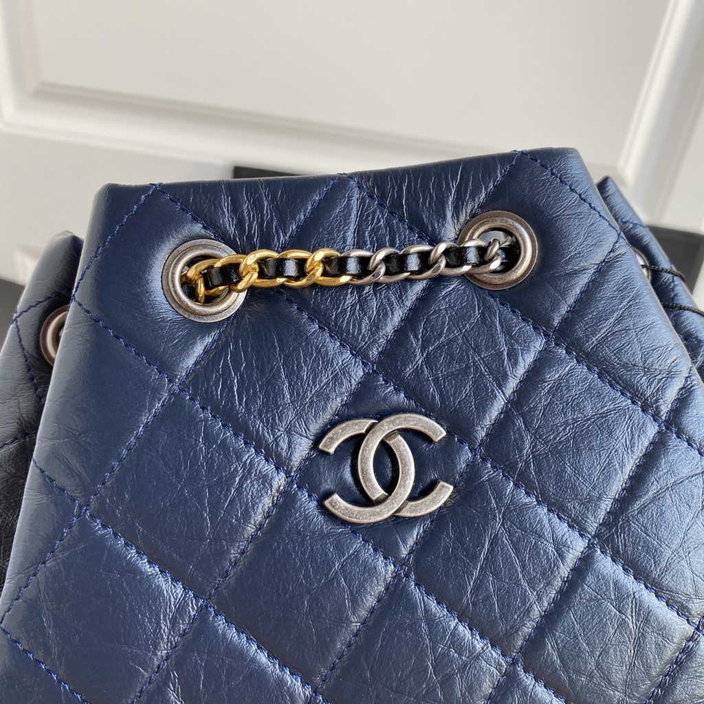 Chanel A94485 Small Gabrielle Backpack Aged Calfskin navy blue