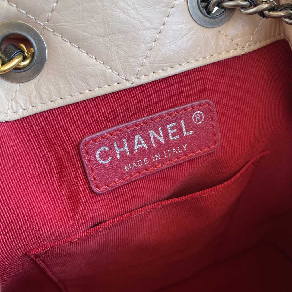 Chanel A94485 Small Gabrielle Backpack Aged Calfskin apricot