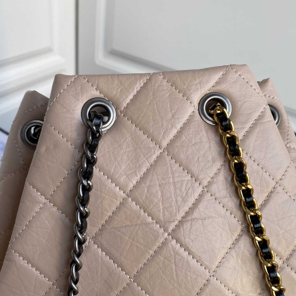 Chanel A94485 Small Gabrielle Backpack Aged Calfskin apricot