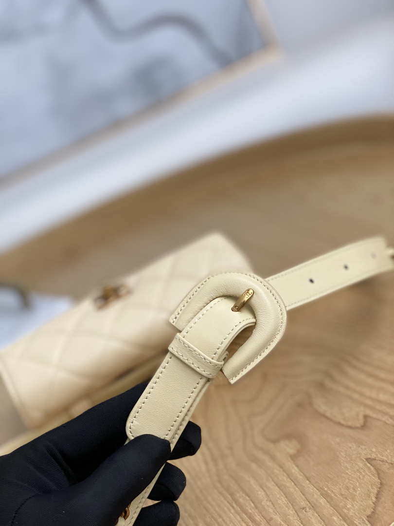 Chanel Waist bag A99009 Lambskin Apricot Gold