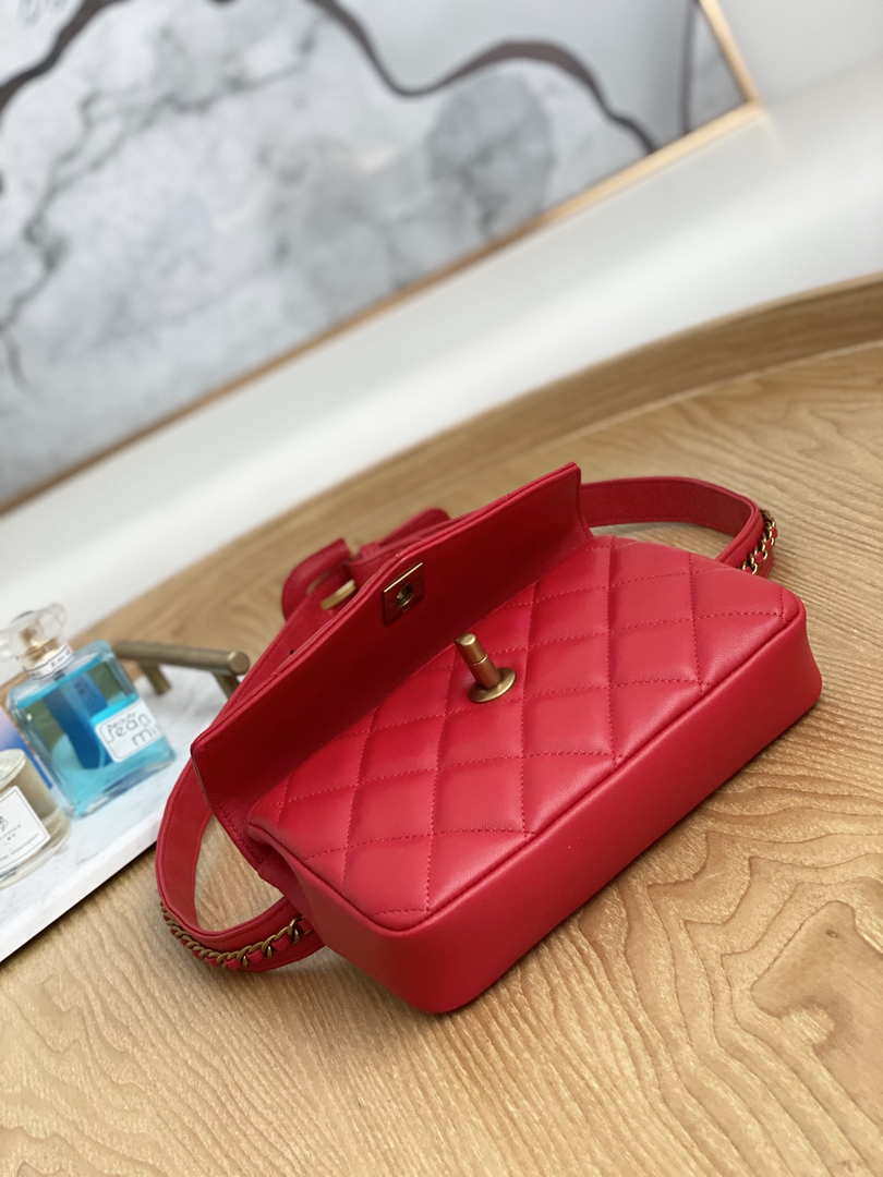 Chanel Waist bag A99009 Lambskin Red Gold