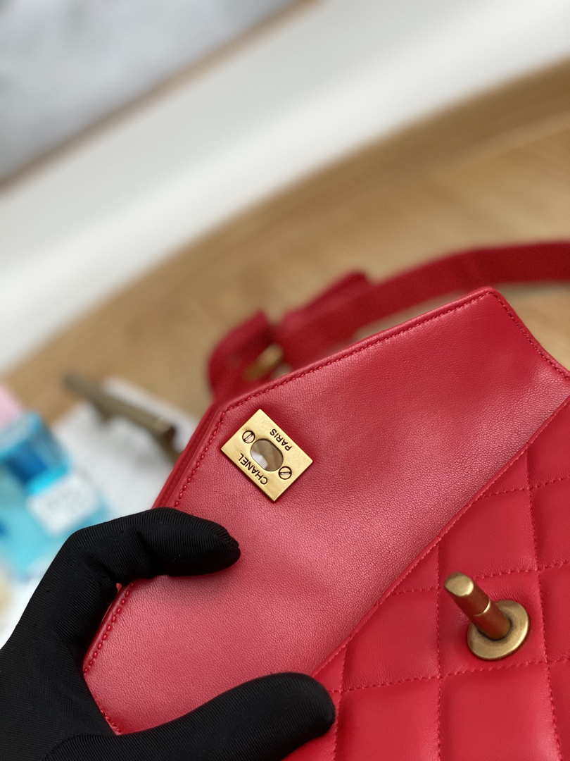 Chanel Waist bag A99009 Lambskin Red Gold