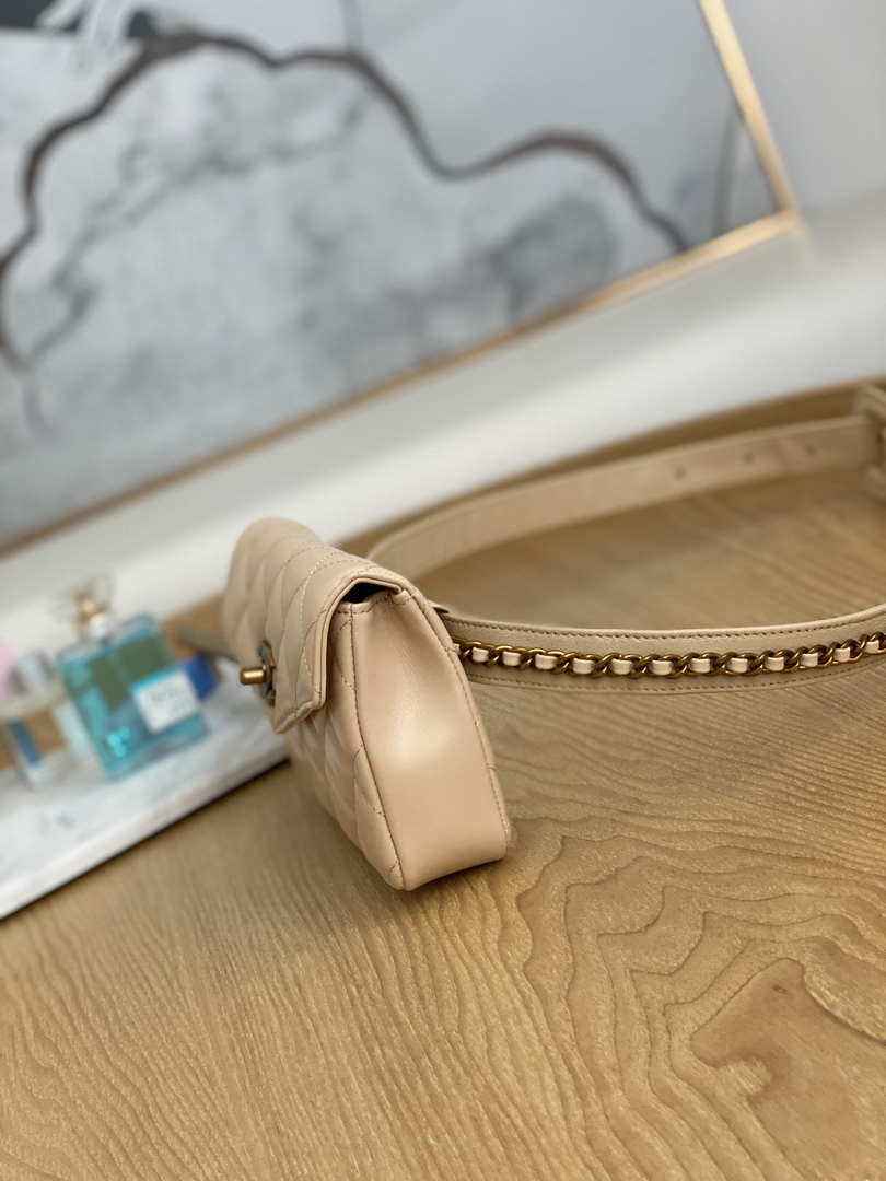 Chanel Waist bag A99009 Lambskin Light Yellow Pink Gold
