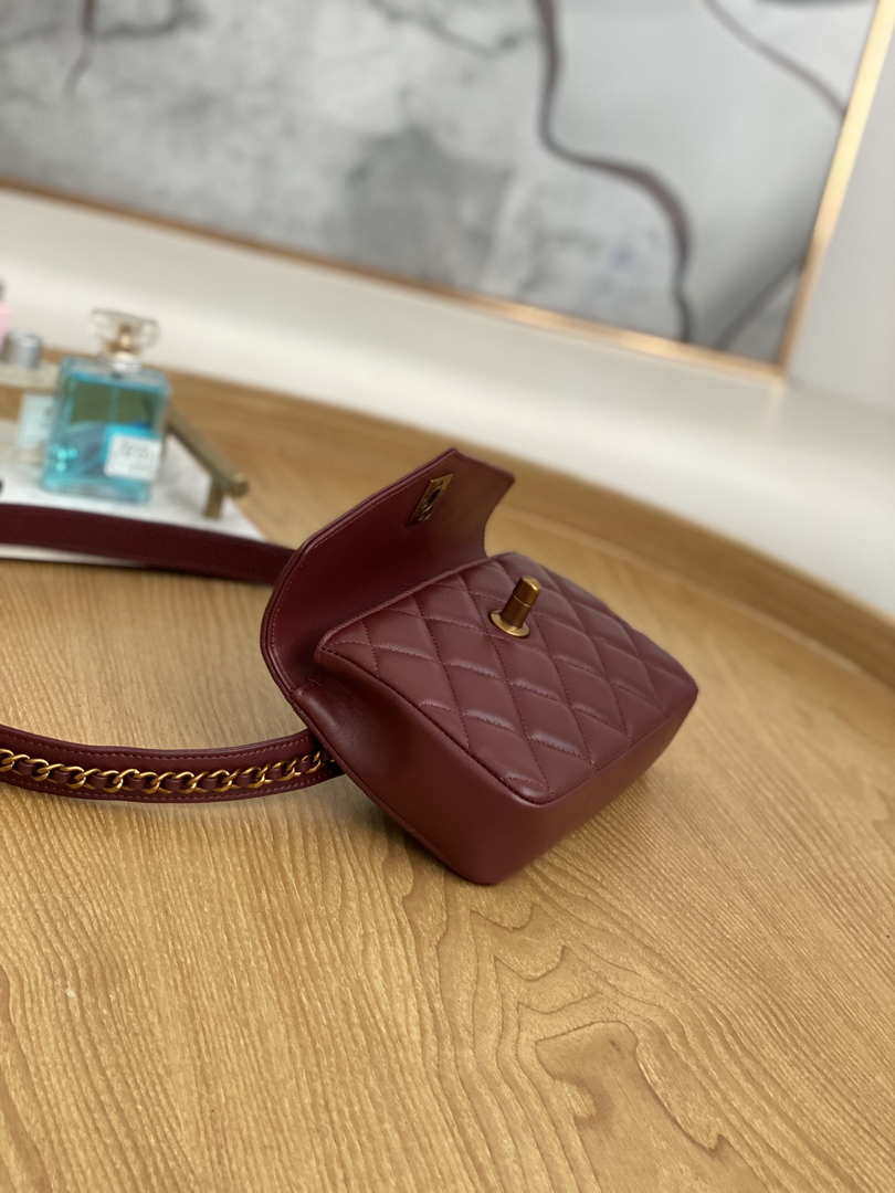 Chanel Waist bag A99009 Lambskin Wine Red Gold