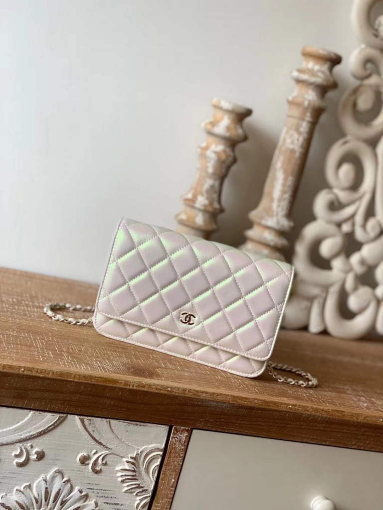 Chanel AP0250 Classic Wallet on Chain A33814 Lambskin Beige