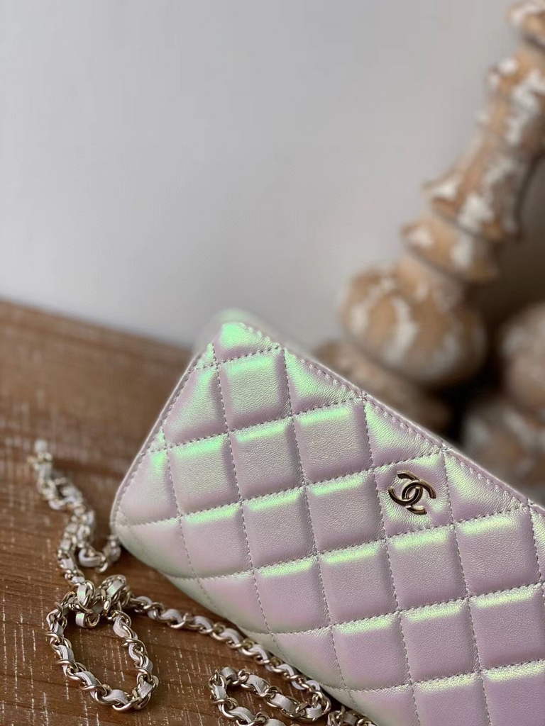 Chanel AP0250 Classic Wallet on Chain A33814 Lambskin Beige