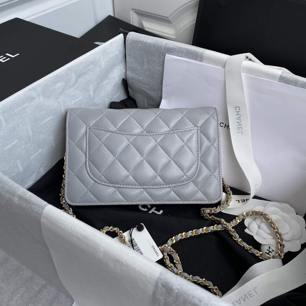 Chanel AP0250 Classic Wallet on Chain A33814 Lambskin Gray