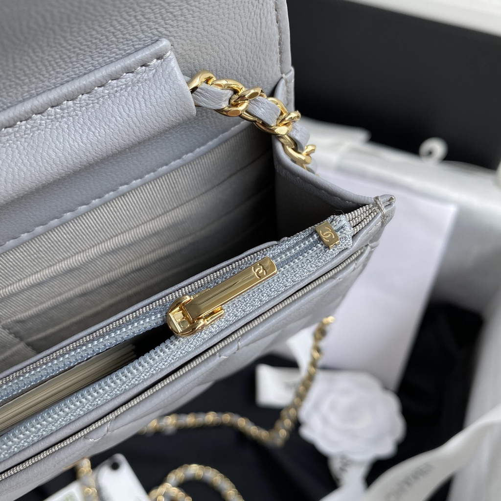 Chanel AP0250 Classic Wallet on Chain A33814 Lambskin Gray