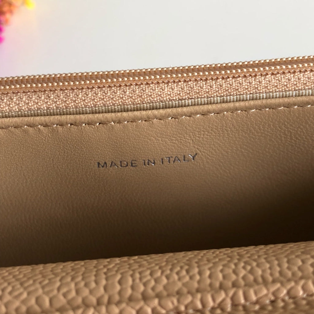Chanel AP0250 Classic Wallet on Chain A33814 Calfskin Apricot Silver