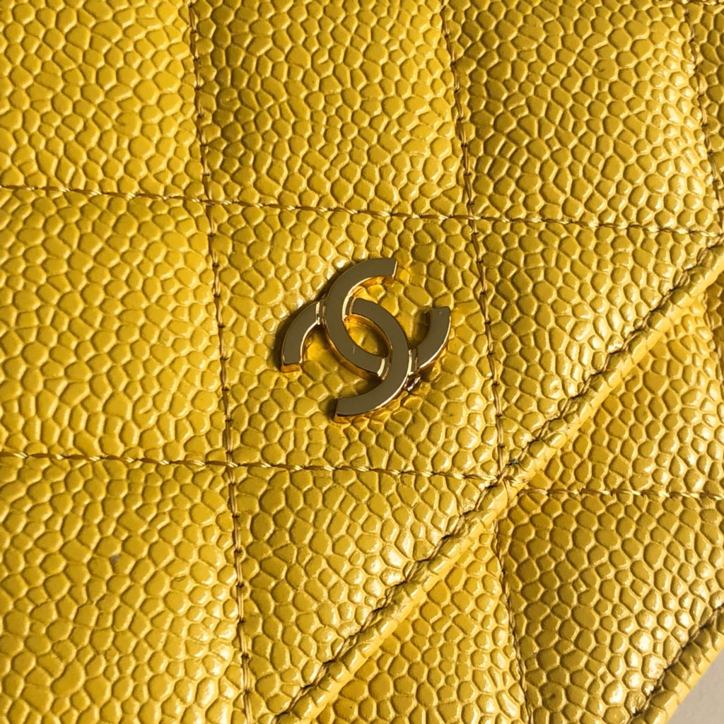 Chanel AP0250 Classic Wallet on Chain A33814 Calfskin Yellow Gold
