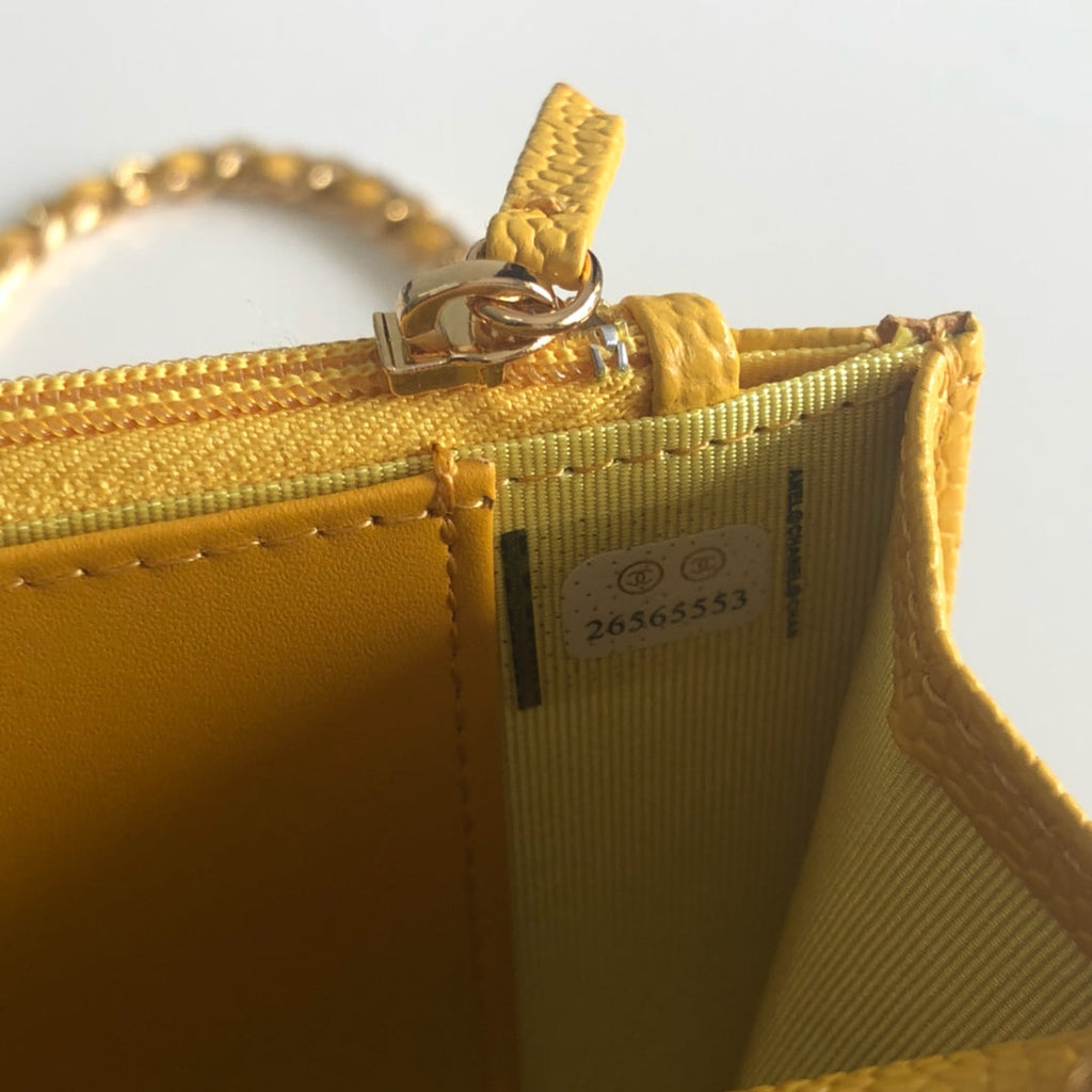 Chanel AP0250 Classic Wallet on Chain A33814 Calfskin Yellow Gold