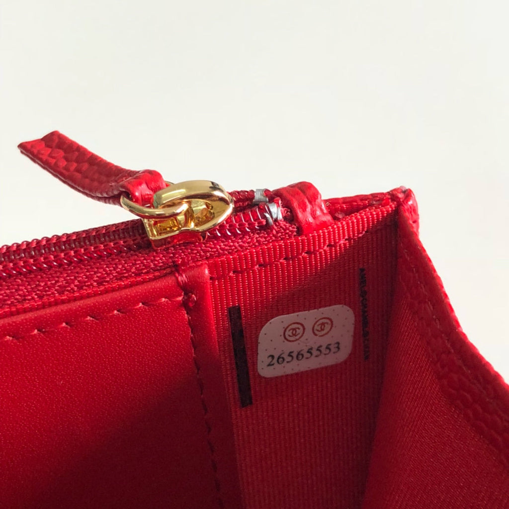 Chanel AP0250 Classic Wallet on Chain A33814 Calfskin Red Gold