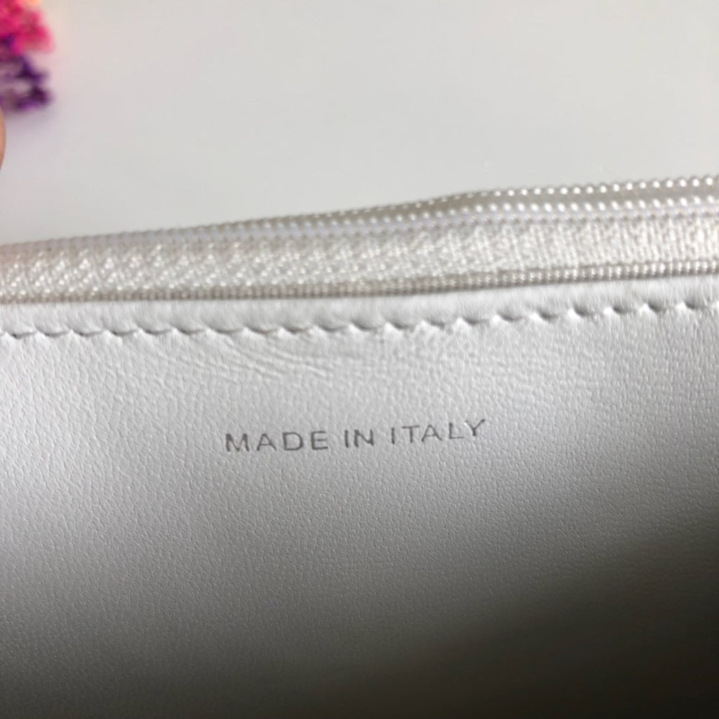 Chanel AP0250 Classic Wallet on Chain A33814 Lambskin White Silver