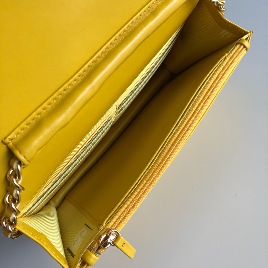 Chanel AP0250 Classic Wallet on Chain A33814 Lambskin Yellow Gold