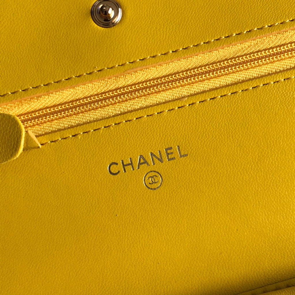 Chanel AP0250 Classic Wallet on Chain A33814 Lambskin Yellow Gold
