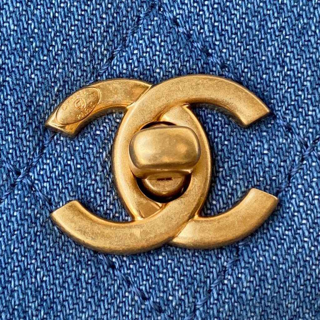 Chanel AP1450 Wallet On Chain Clothes gold-tone metal Dark Blue