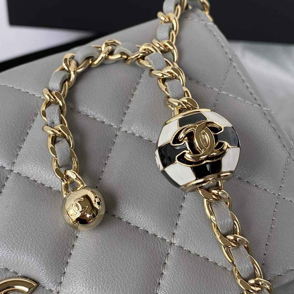 Chanel AP1450 Wallet On Chain Lambskin Enamel gold-tone metal Gray
