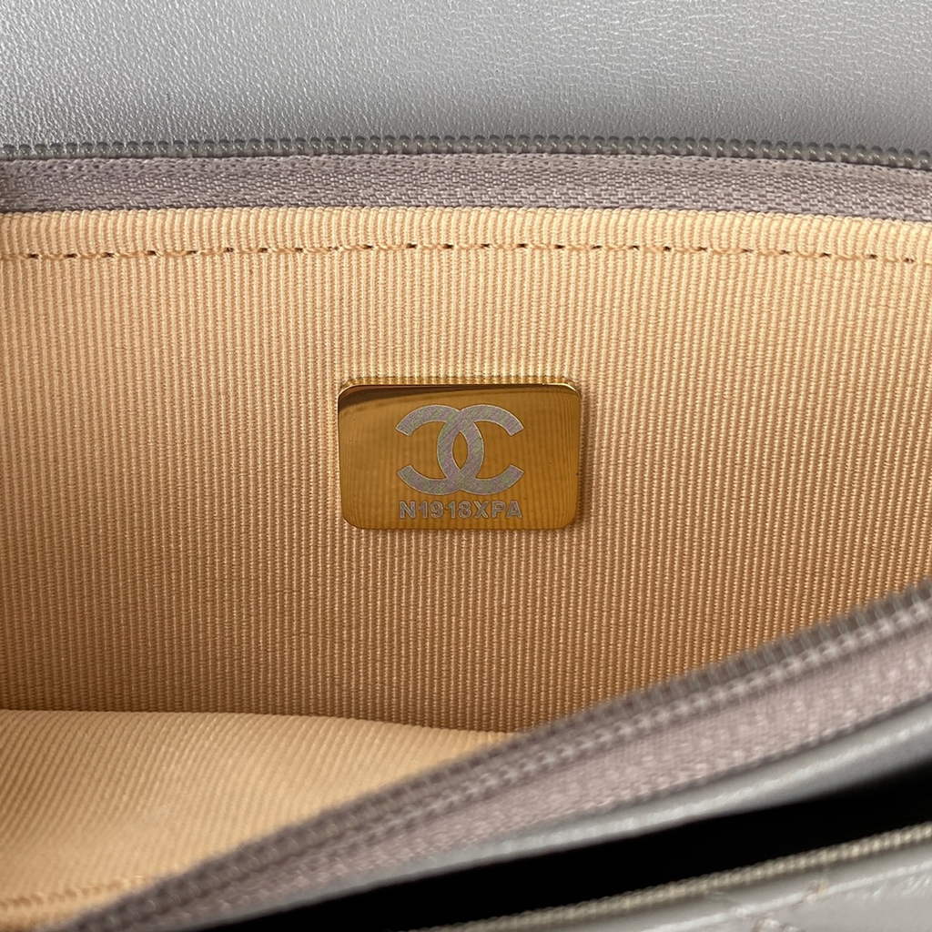 Chanel AP1450 Wallet On Chain Lambskin Enamel gold-tone metal Gray