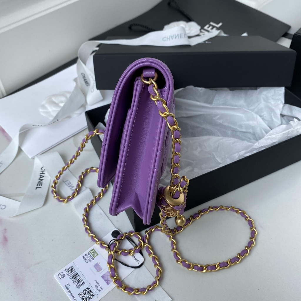 Chanel AP1450 Wallet On Chain Lambskin gold-tone metal Purple