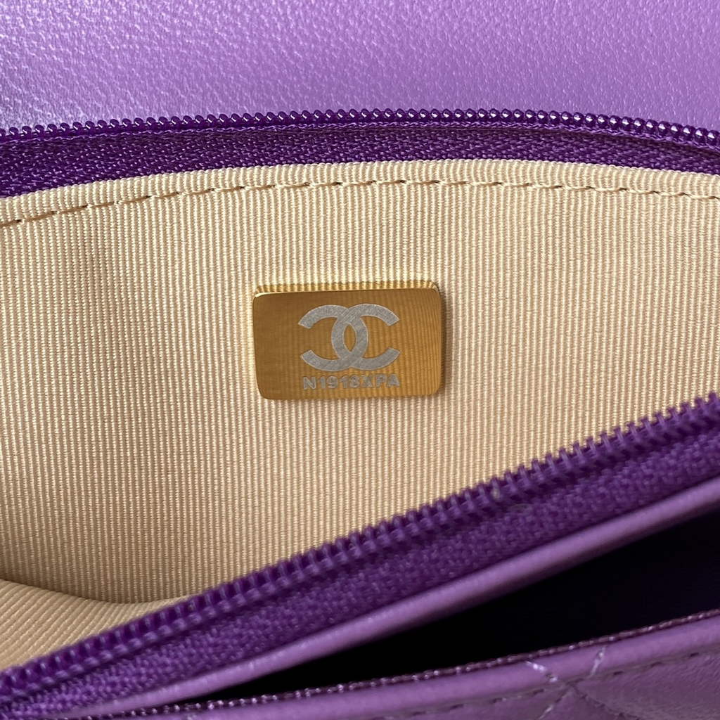 Chanel AP1450 Wallet On Chain Lambskin gold-tone metal Purple