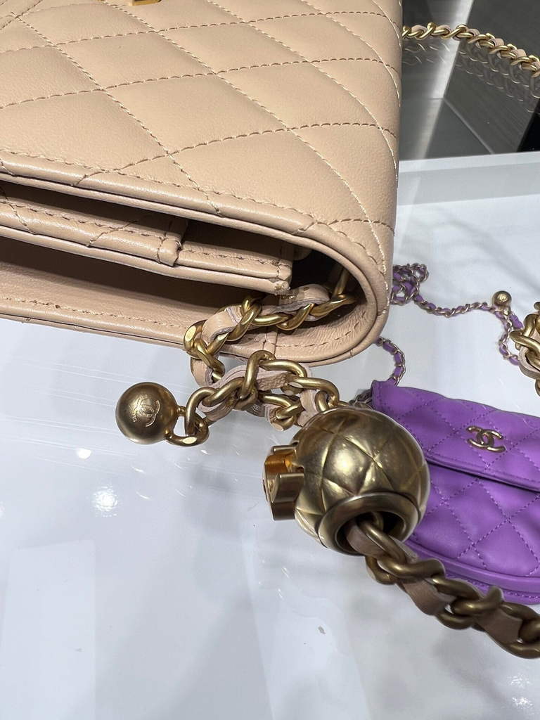 Chanel AP1450 Wallet On Chain Lambskin gold-tone metal apricot
