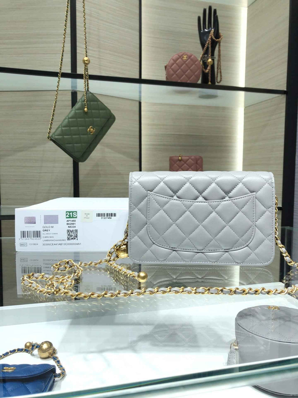 Chanel AP1450 Wallet On Chain Lambskin gold-tone metal gray
