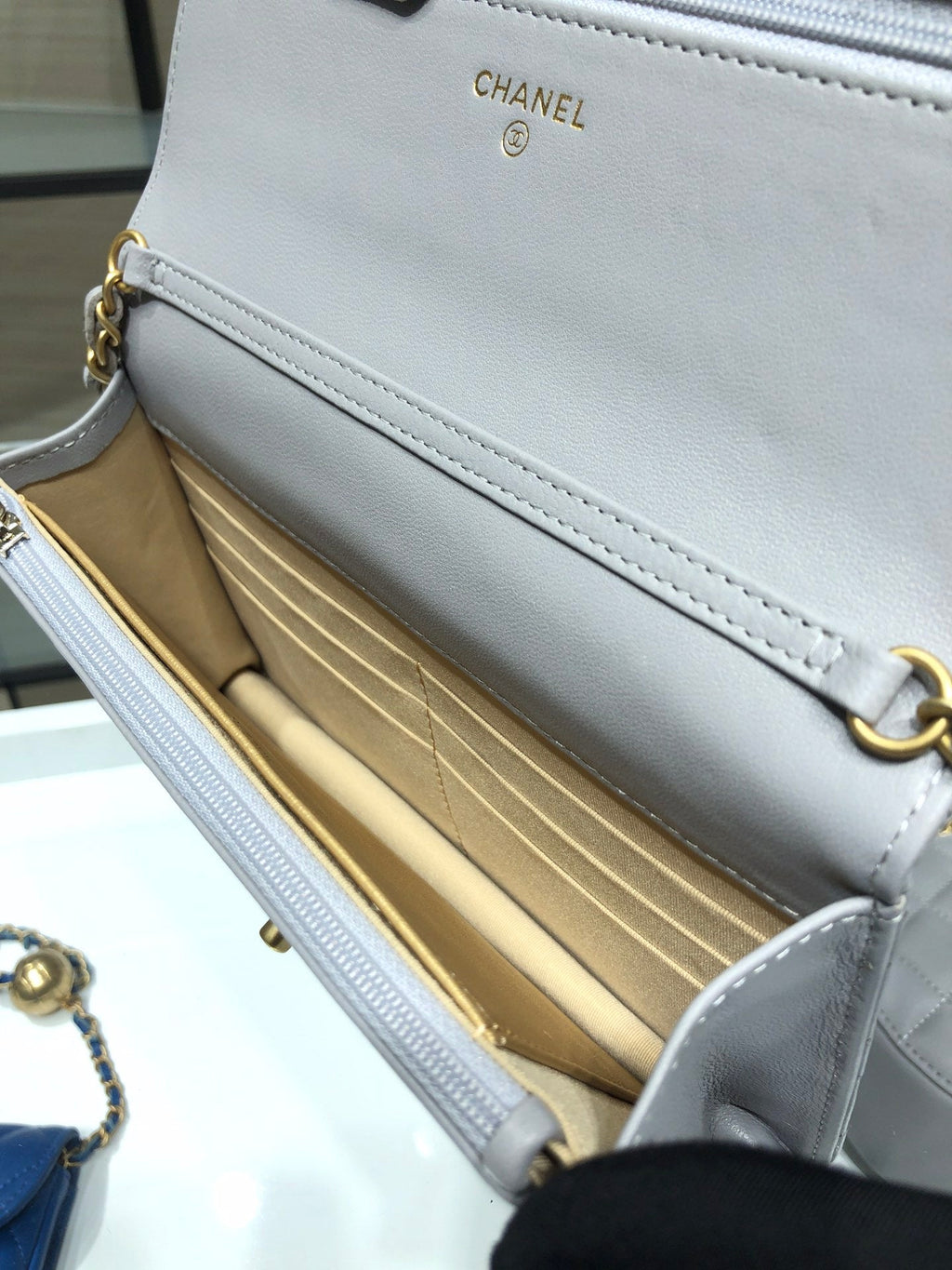 Chanel AP1450 Wallet On Chain Lambskin gold-tone metal gray