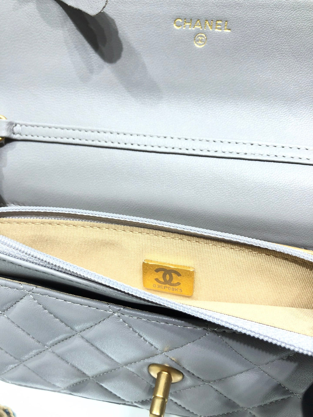 Chanel AP1450 Wallet On Chain Lambskin gold-tone metal gray
