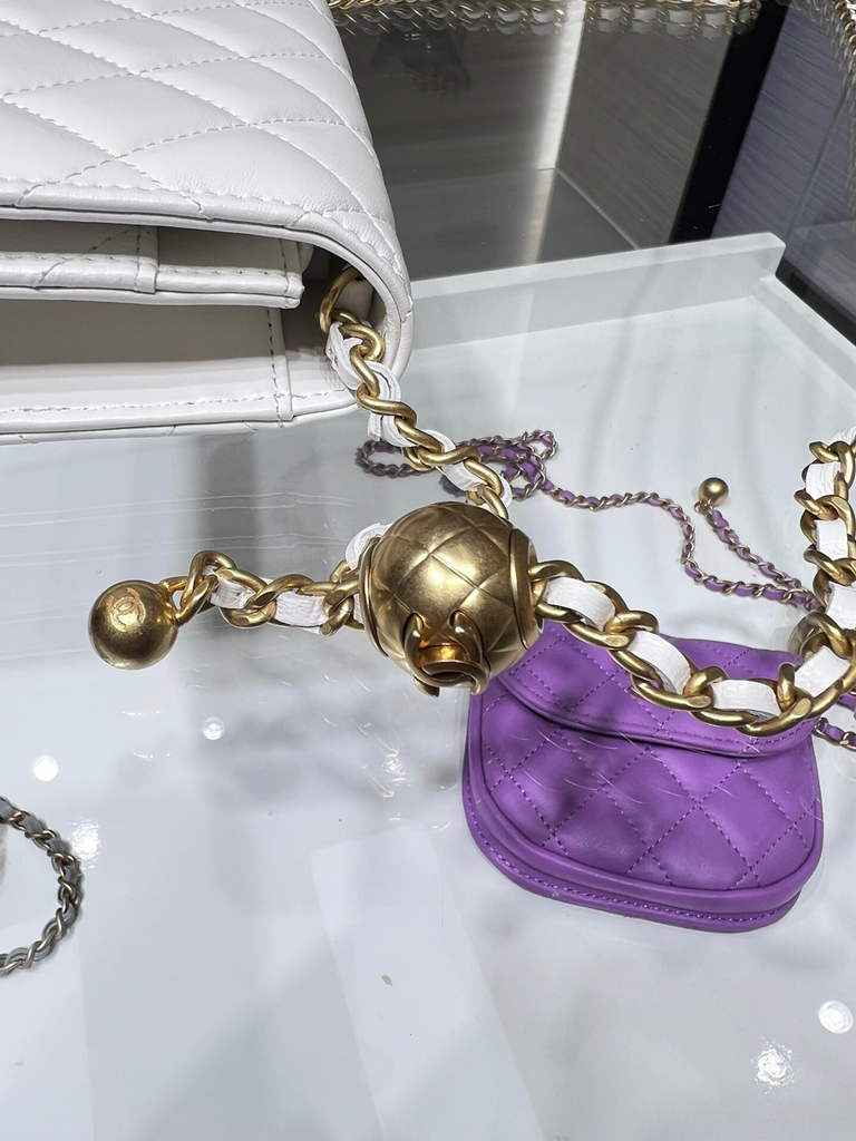 Chanel AP1450 Wallet On Chain Lambskin gold-tone metal White
