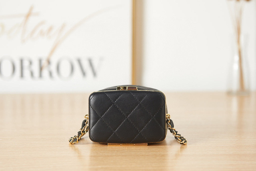 Chanel AP2750 Small Bucket with Chain Lambskin in Black