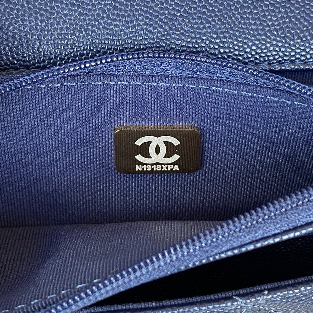 Chanel AP2840 Small Flap Bags Calfskin Navy Blue