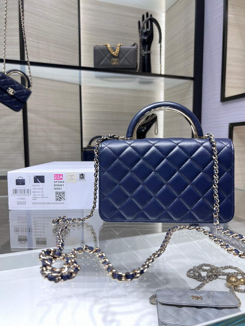 Chanel AP2844 Wallet On Chain Lambskin Navy Blue