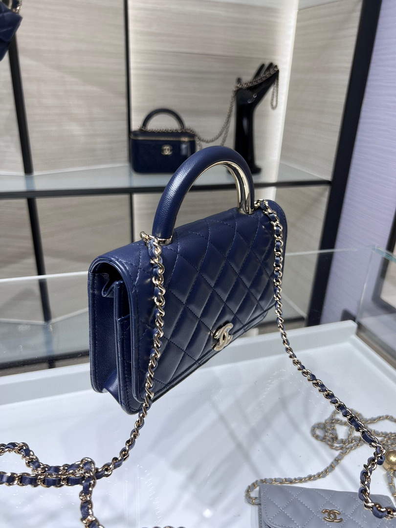 Chanel AP2844 Wallet On Chain Lambskin Navy Blue