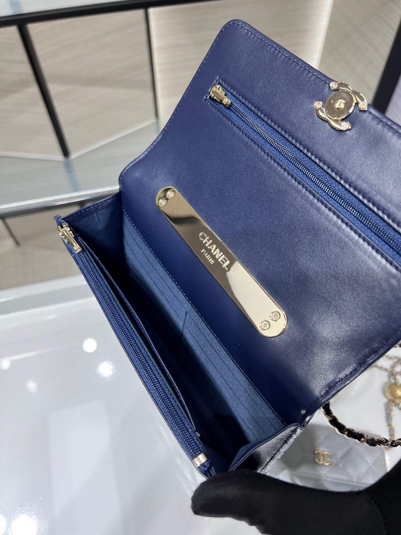 Chanel AP2844 Wallet On Chain Lambskin Navy Blue