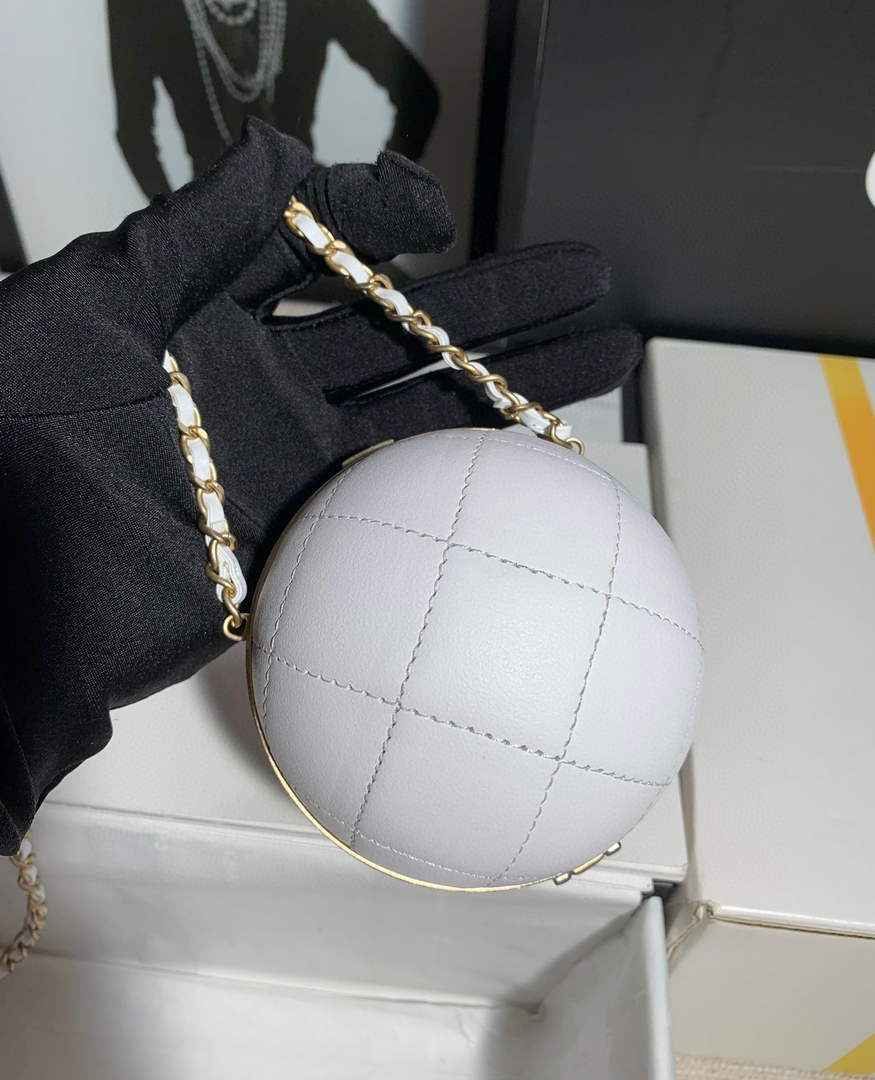 Chanel AP2895 Sphere Minaudiere Lambskin Gold Hardware White