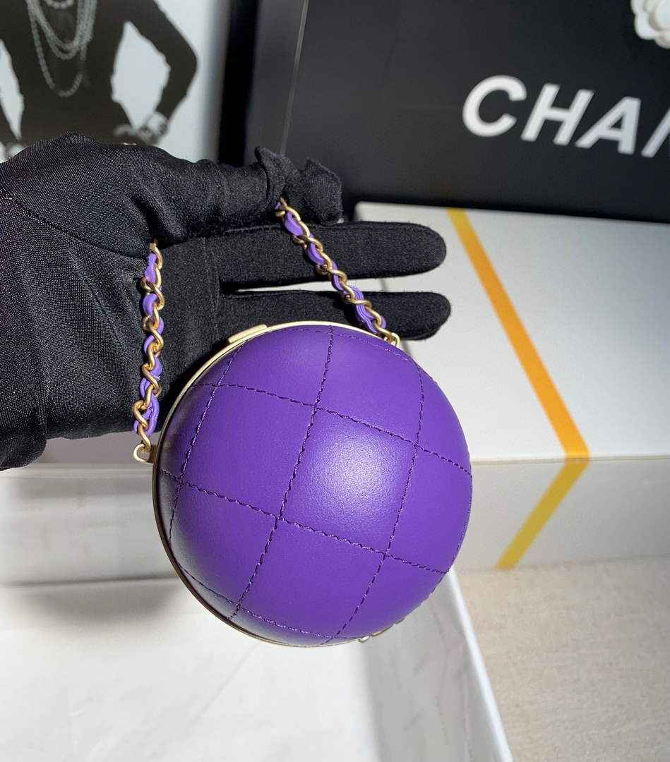 Chanel AP2895 Sphere Minaudiere Lambskin Gold Hardware purple