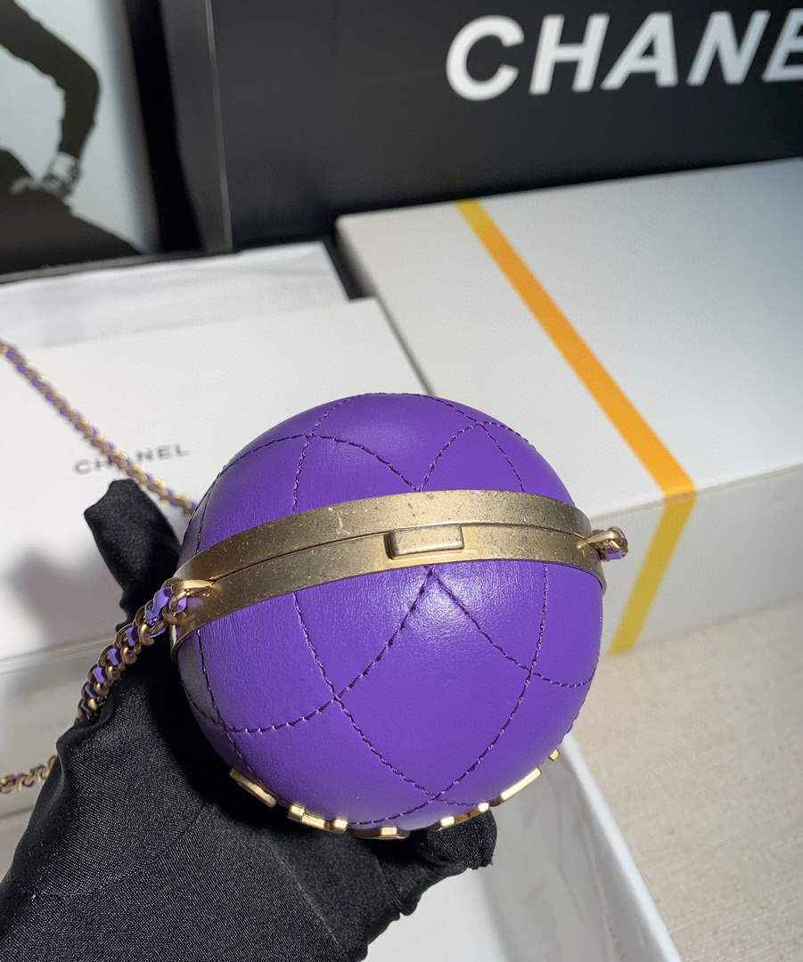 Chanel AP2895 Sphere Minaudiere Lambskin Gold Hardware purple