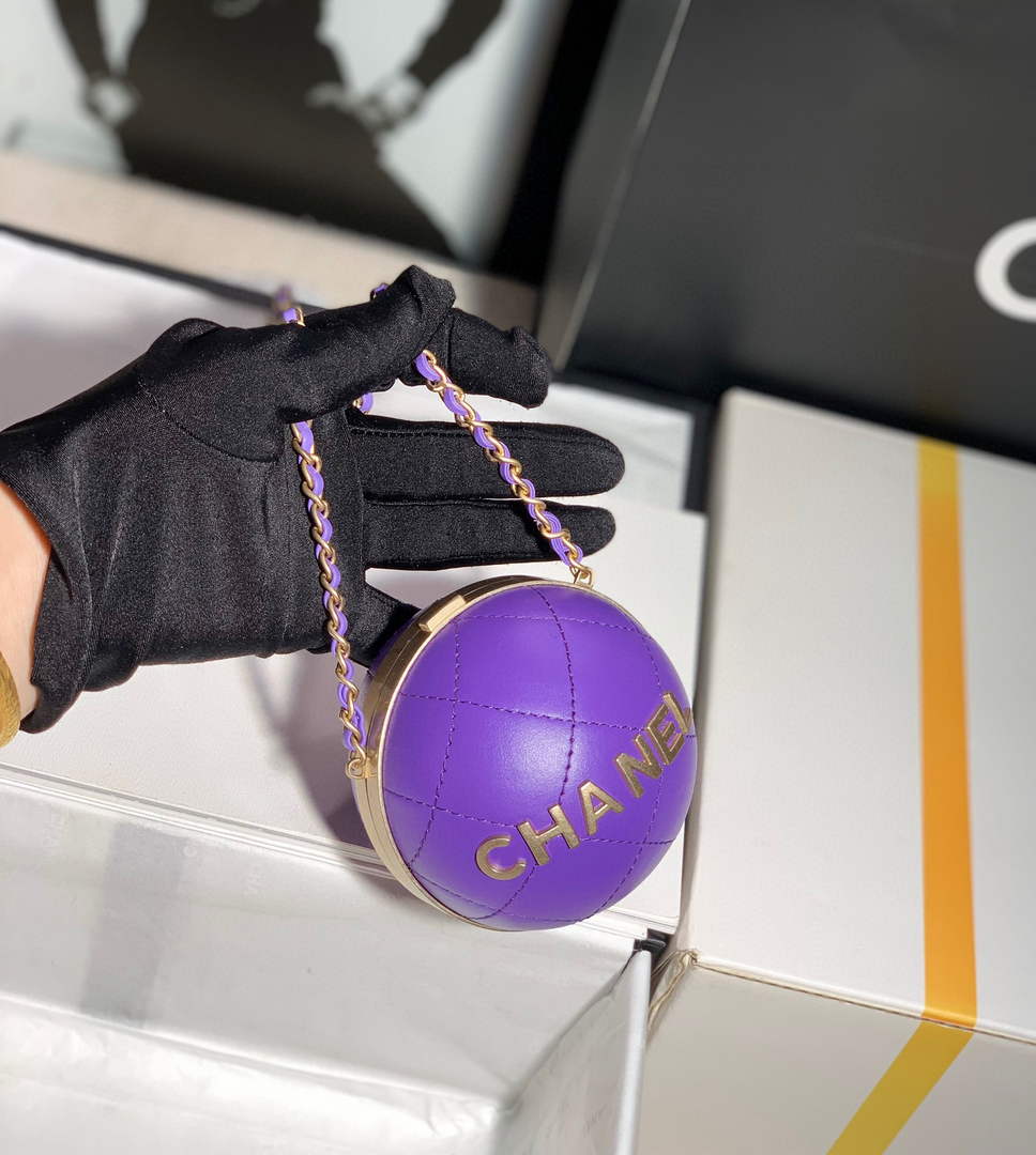 Chanel AP2895 Sphere Minaudiere Lambskin Gold Hardware purple