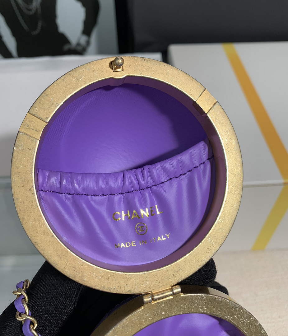 Chanel AP2895 Sphere Minaudiere Lambskin Gold Hardware purple