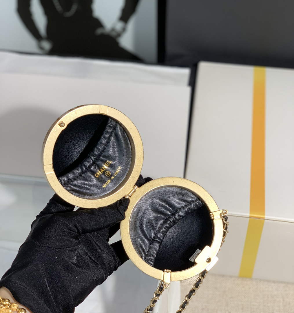 Chanel AP2895 Sphere Minaudiere Lambskin Gold Hardware black