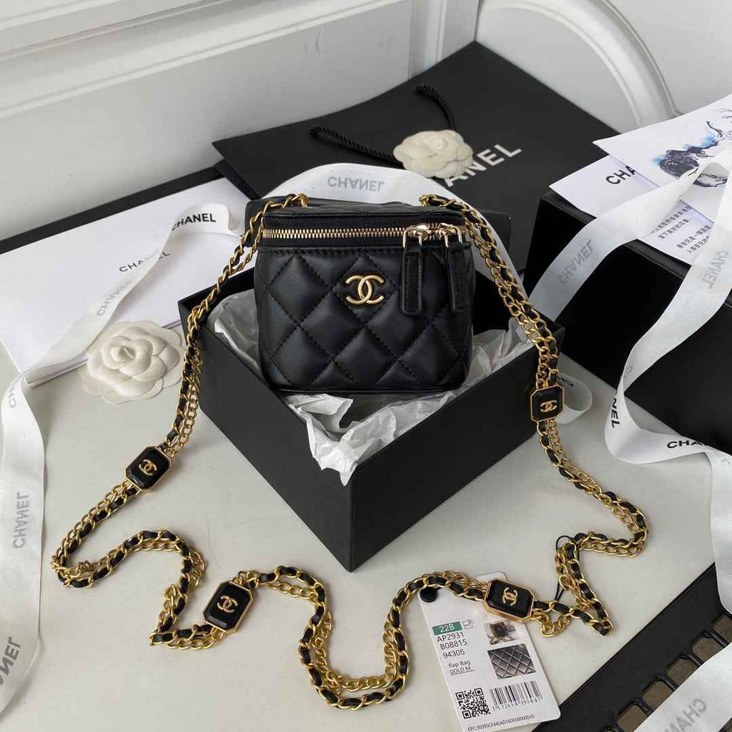 Chanel AP2931 Small Vanity with Chain Lambskin Black