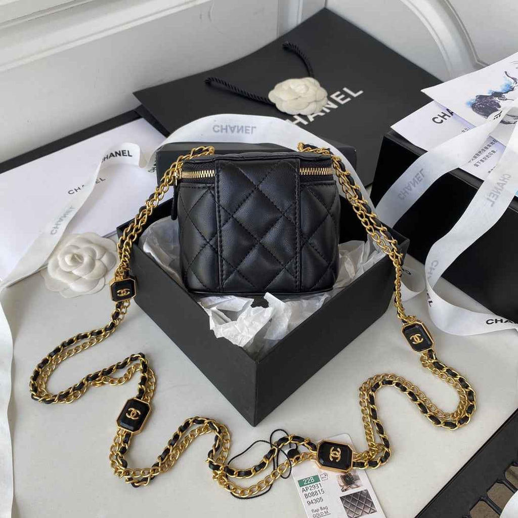 Chanel AP2931 Small Vanity with Chain Lambskin Black